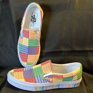 Women’s 10.5 Mens 9 Vans Classic Slip On Pride Multi True White Sneakers Unisex